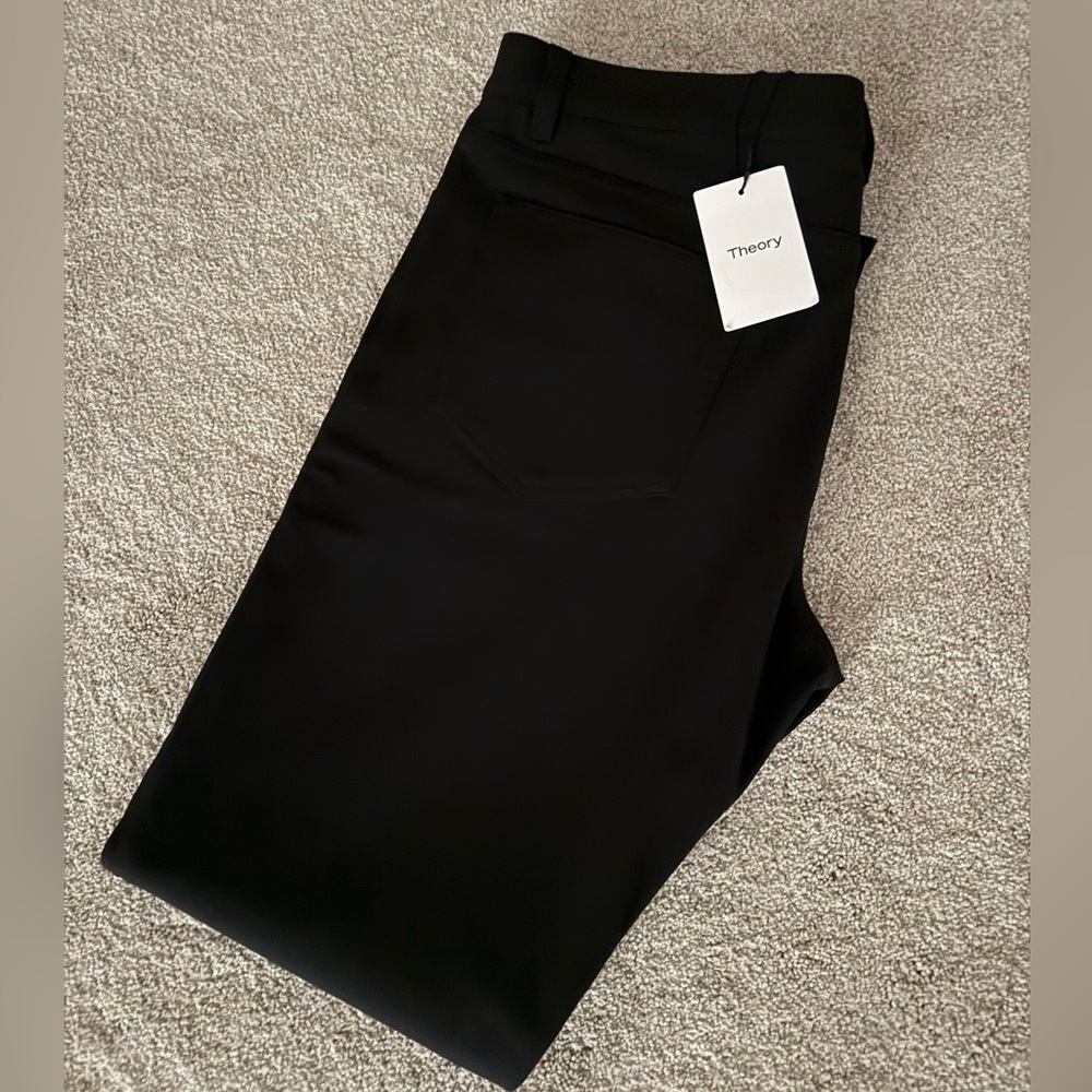 Men’s Theory Jet Black Neoteric Twill Trousers Size 36